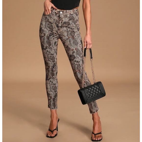 Free People We The Free Snakeskin Skinny Jeans Raw Hem Size 24 - Picture 1 of 9